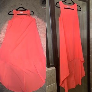 Coral high low dress